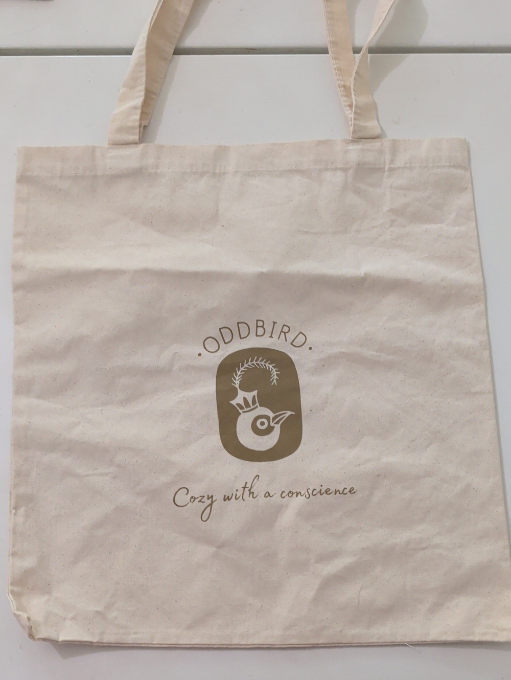 Oddbird Natural Beige Canvas Tote Bag with Logo